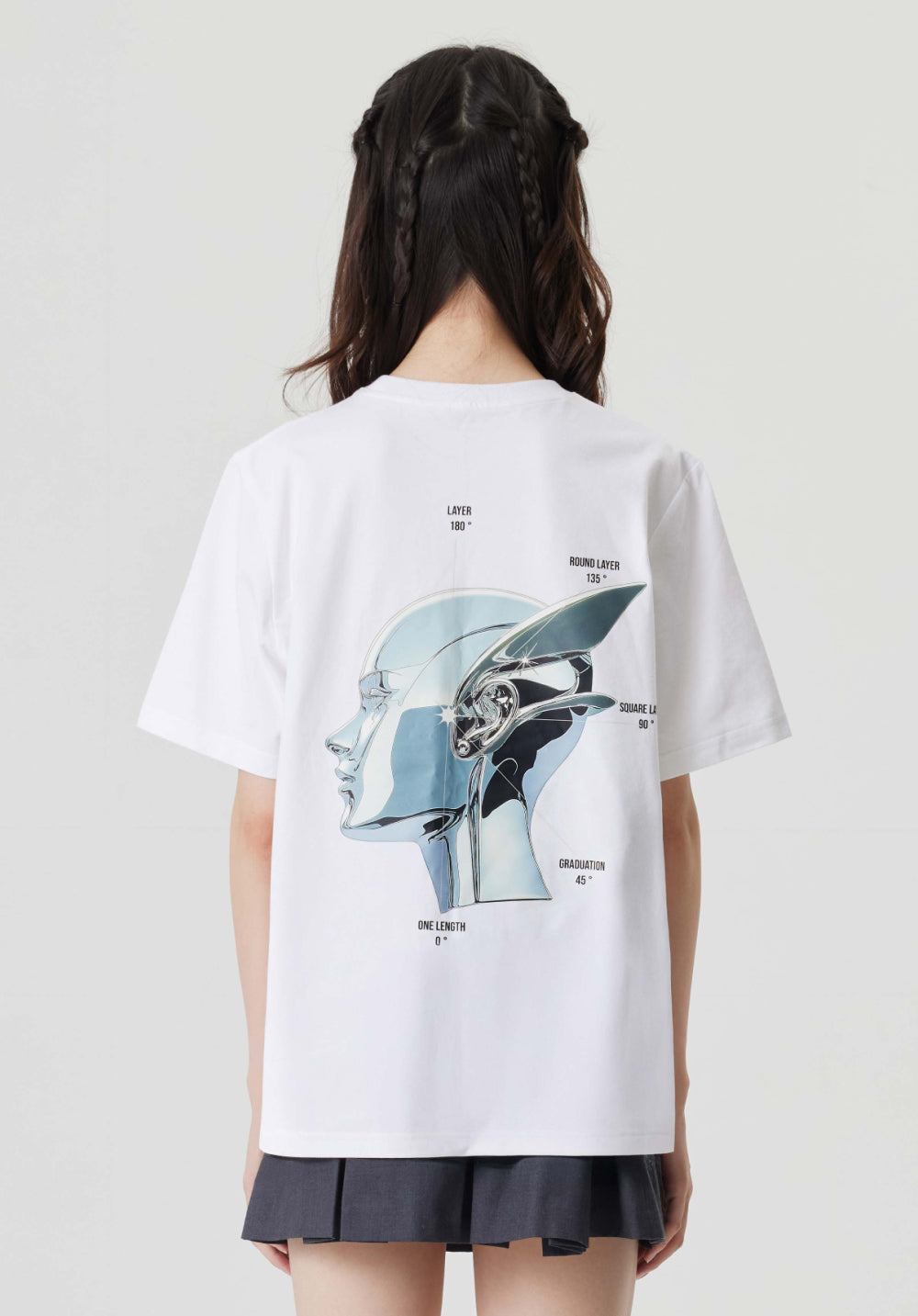 サイバー グラフィック Tシャツ ホワイト