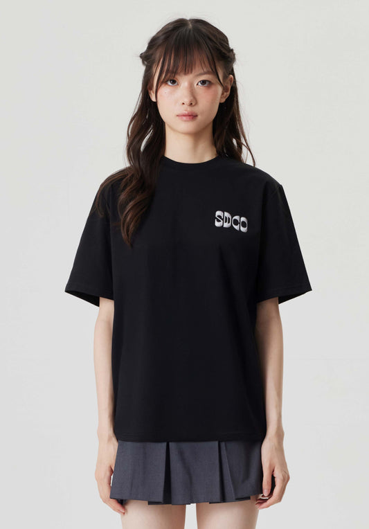 サイバー グラフィック Tシャツ ブラック