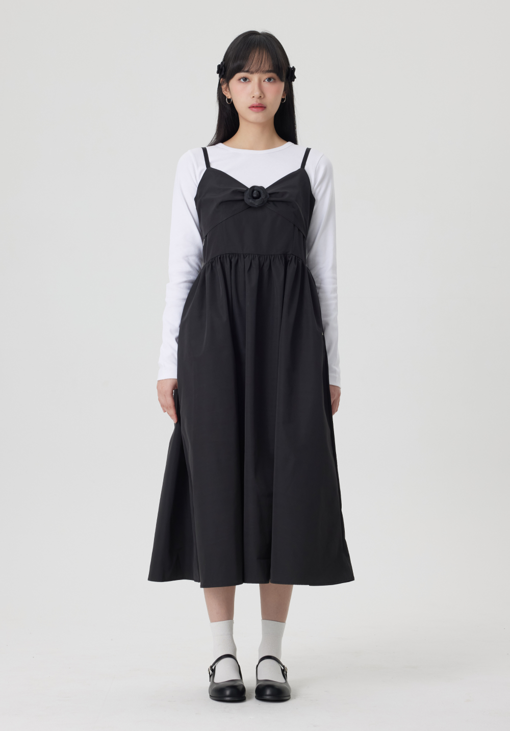 スフレエプロンブラックコサージュ