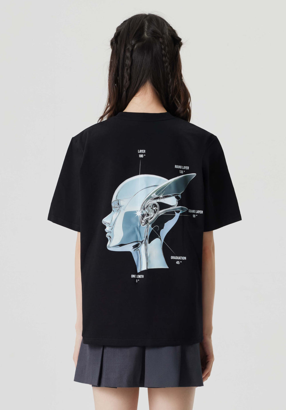サイバー グラフィック Tシャツ　ブラック