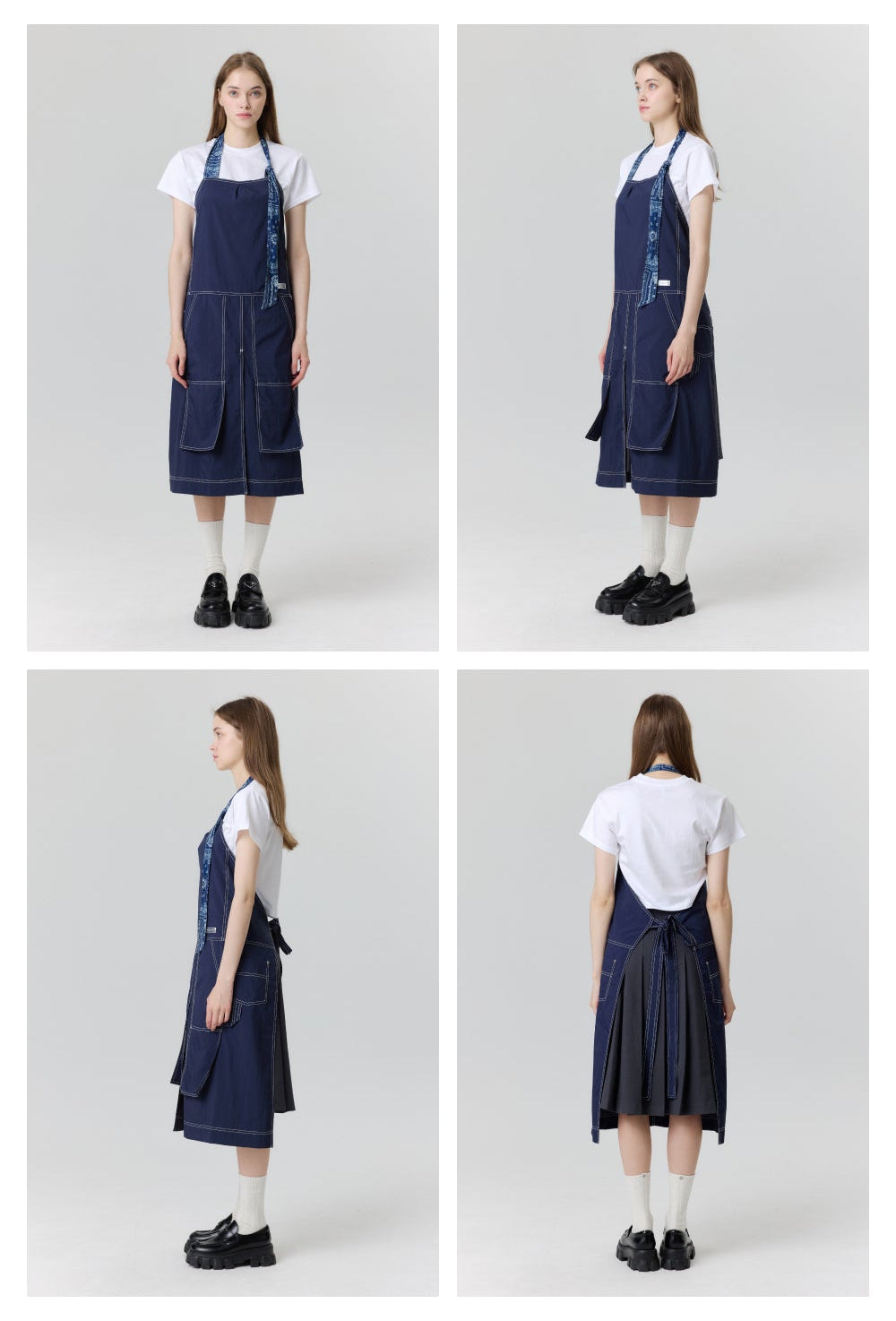 スティッチ エプロン ブルー
