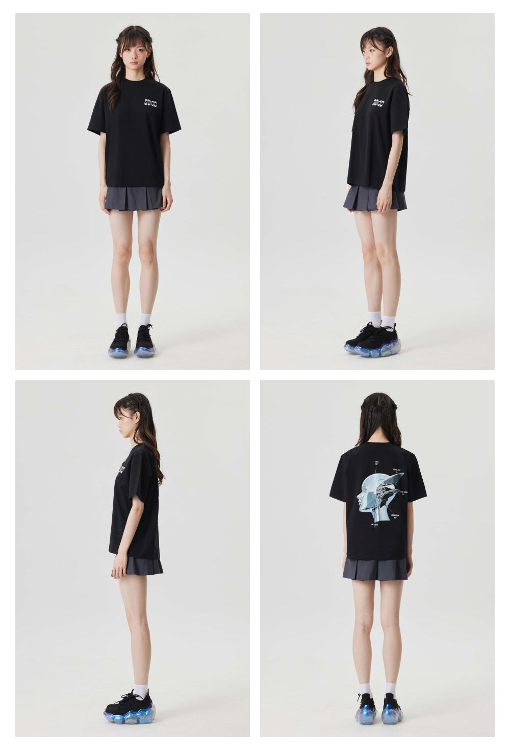 サイバー グラフィック Tシャツ　ブラック